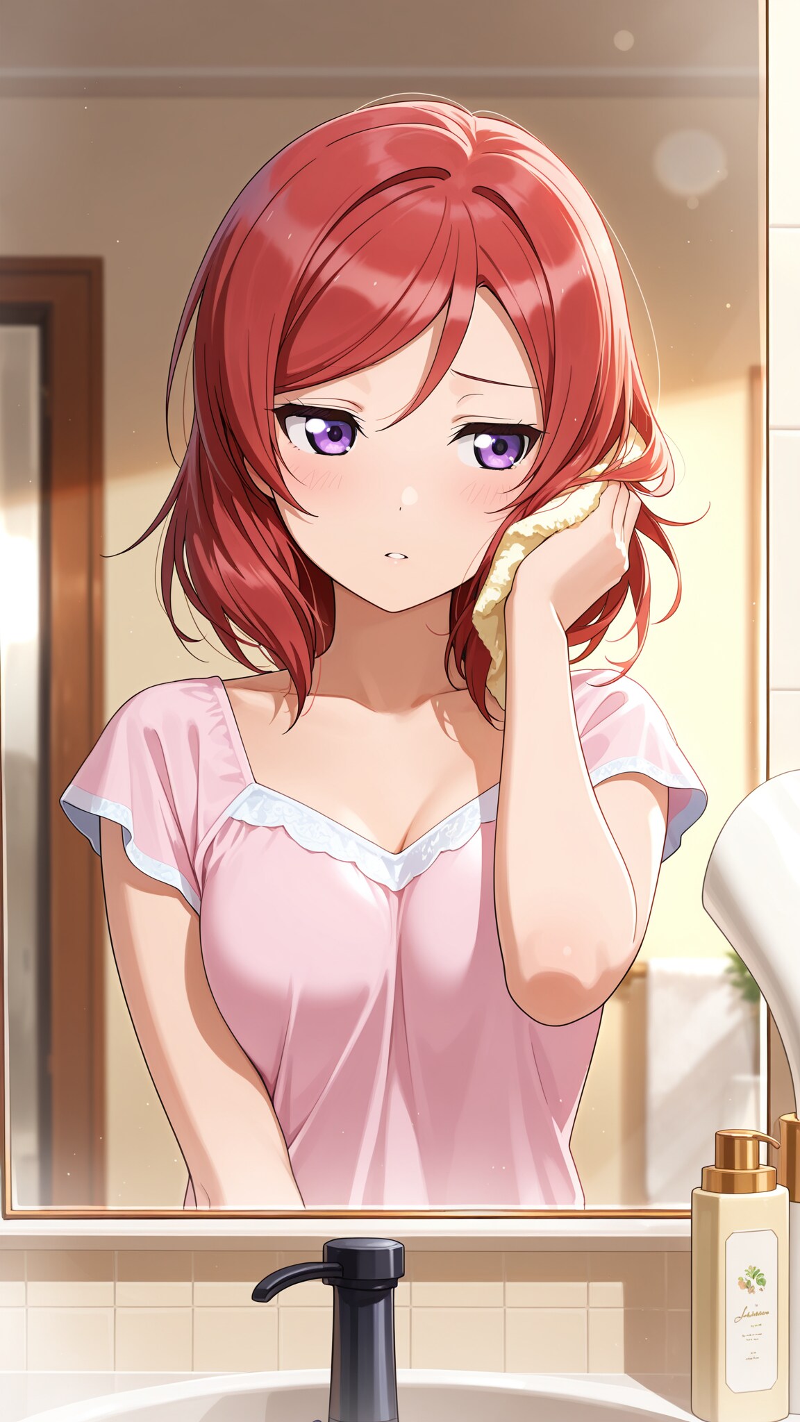 髪を乾かす
