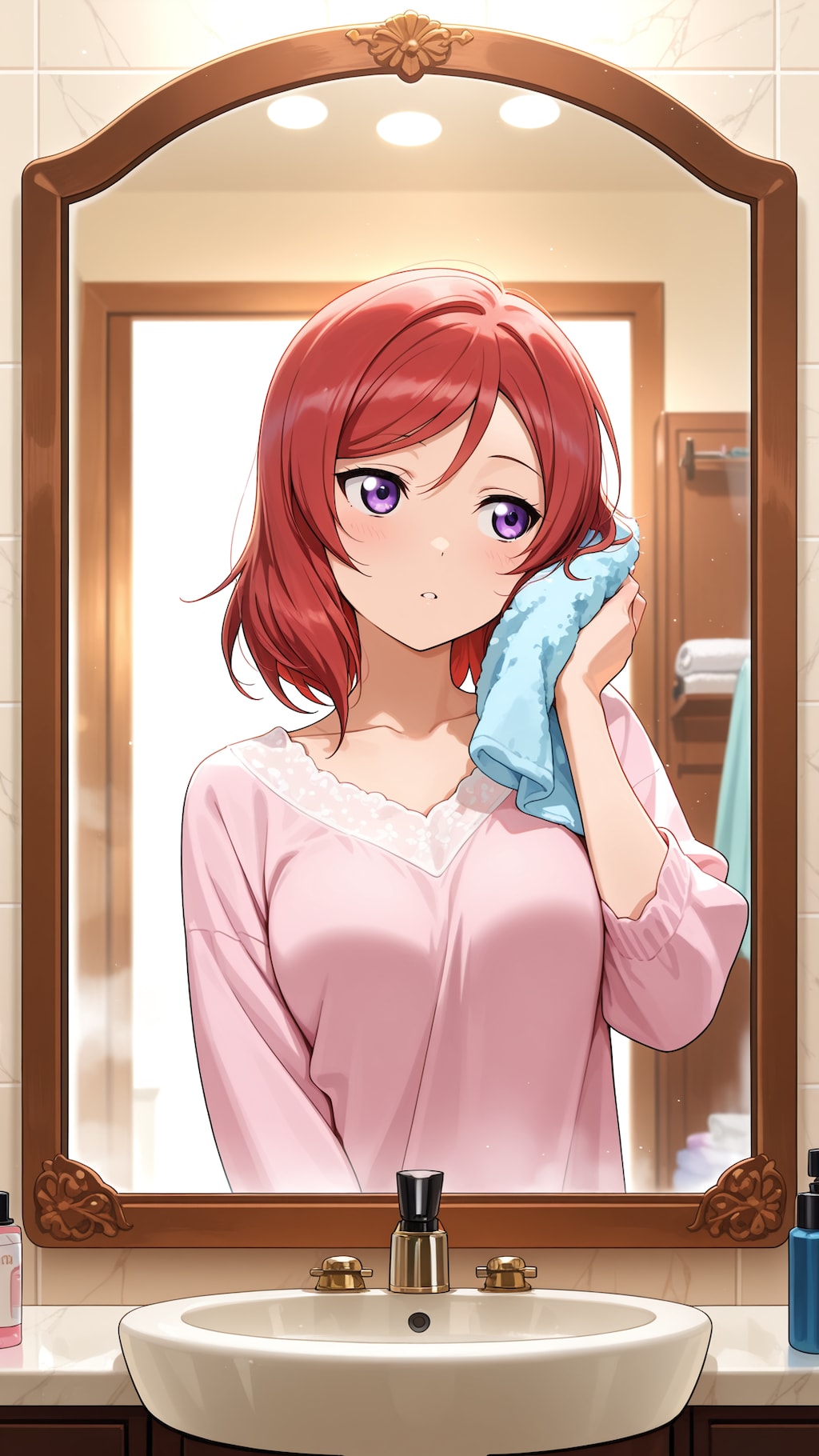 髪を乾かす