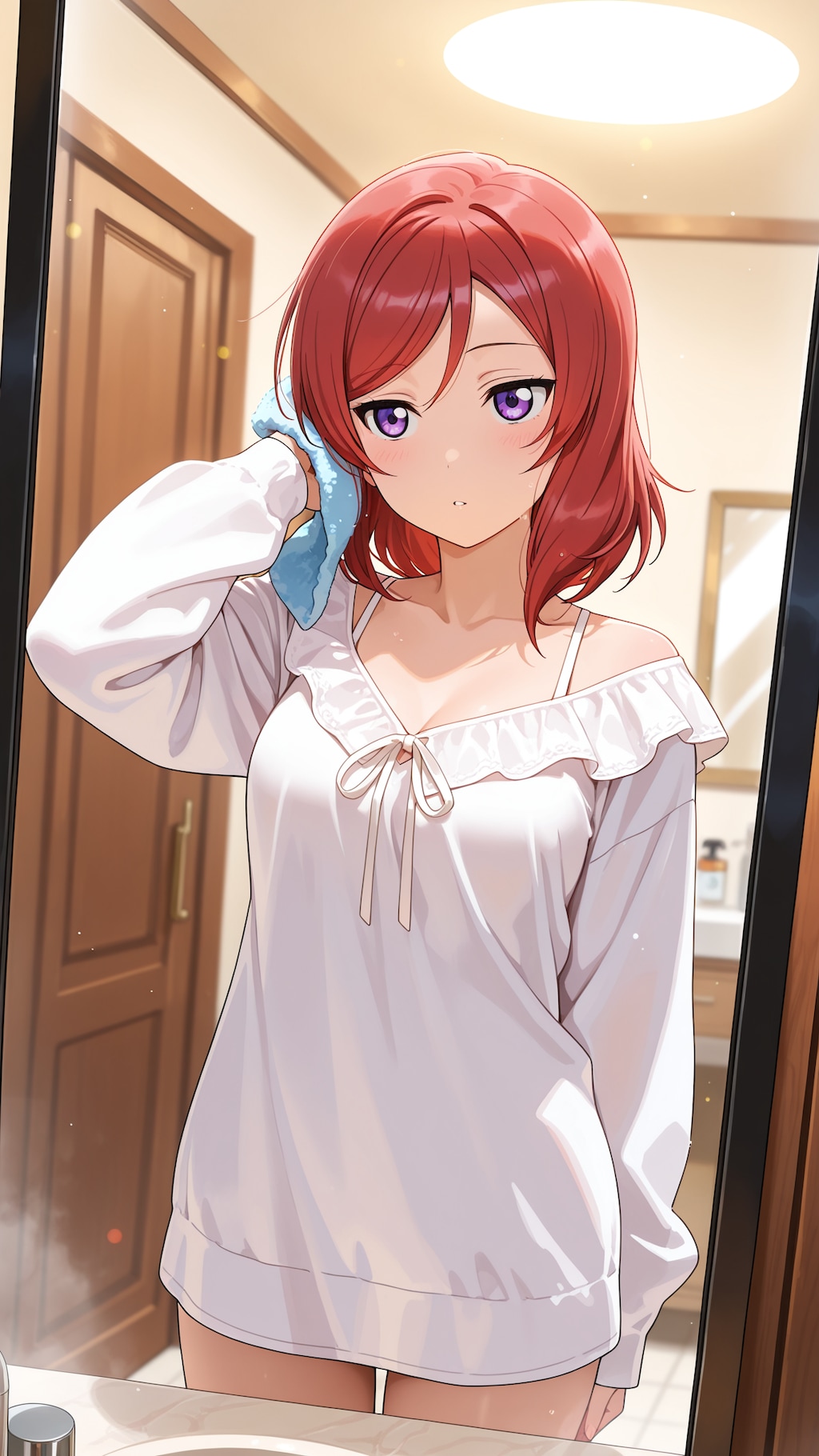 髪を乾かす