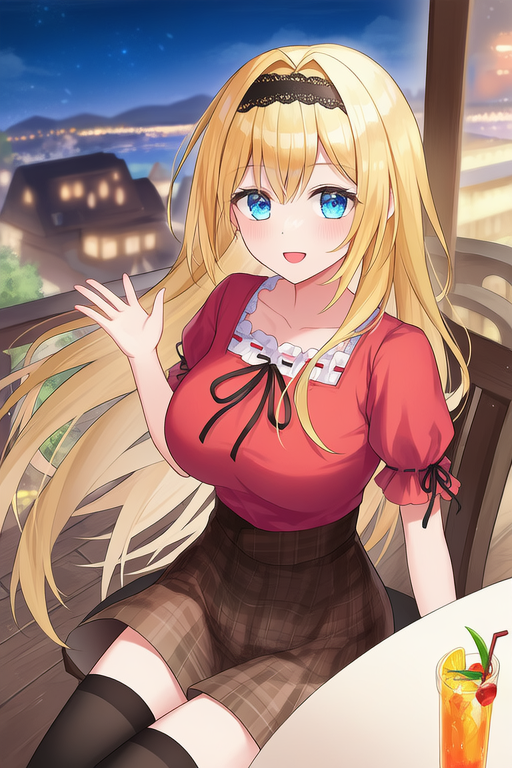季節が進む装いの金髪ちゃん