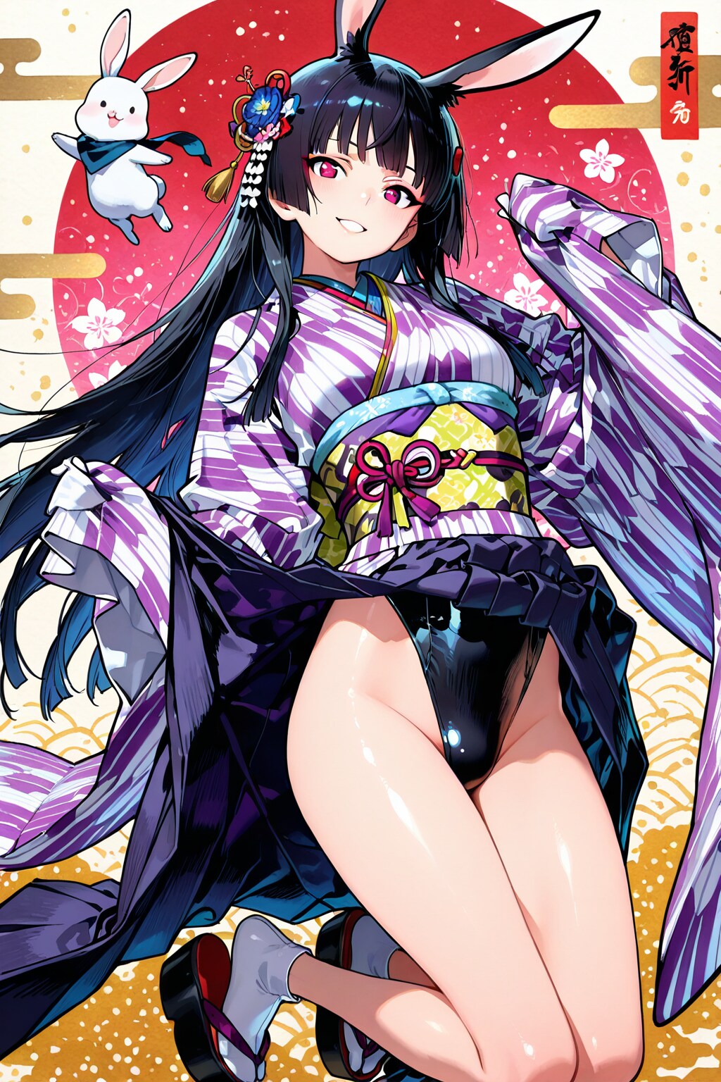 大正兎に浪漫の嵐💕♪・・大正着物型バニースーツのハイレグバニーちゃん😍♪