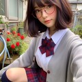 眼鏡女子 楓の花壇のお手入れ 7枚目