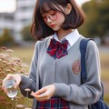 眼鏡女子 楓の花壇のお手入れ 4枚目