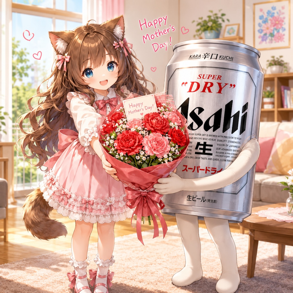 カーネーションを贈る小さな女の子