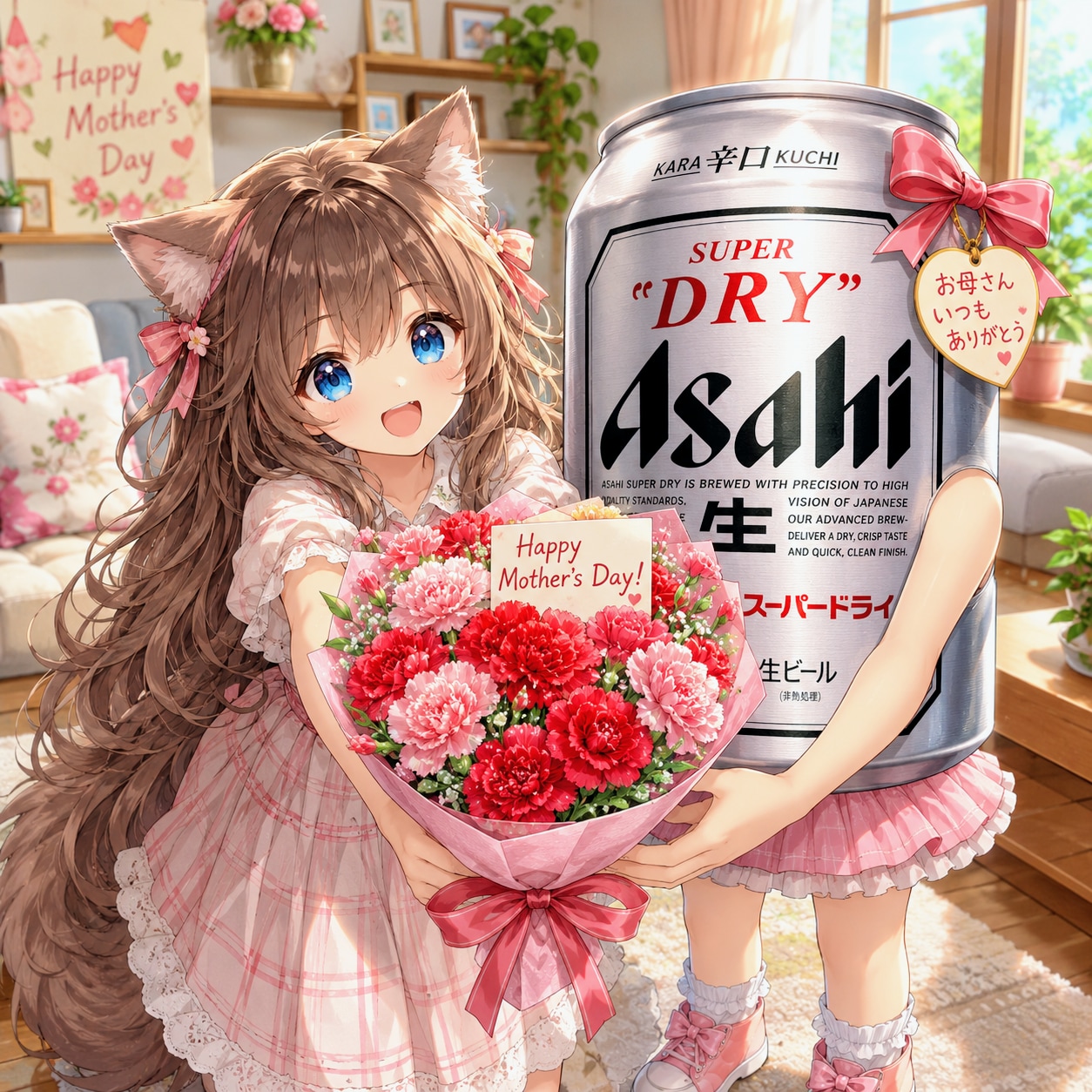 カーネーションを贈る小さな女の子 | の人気AIイラスト・グラビア
