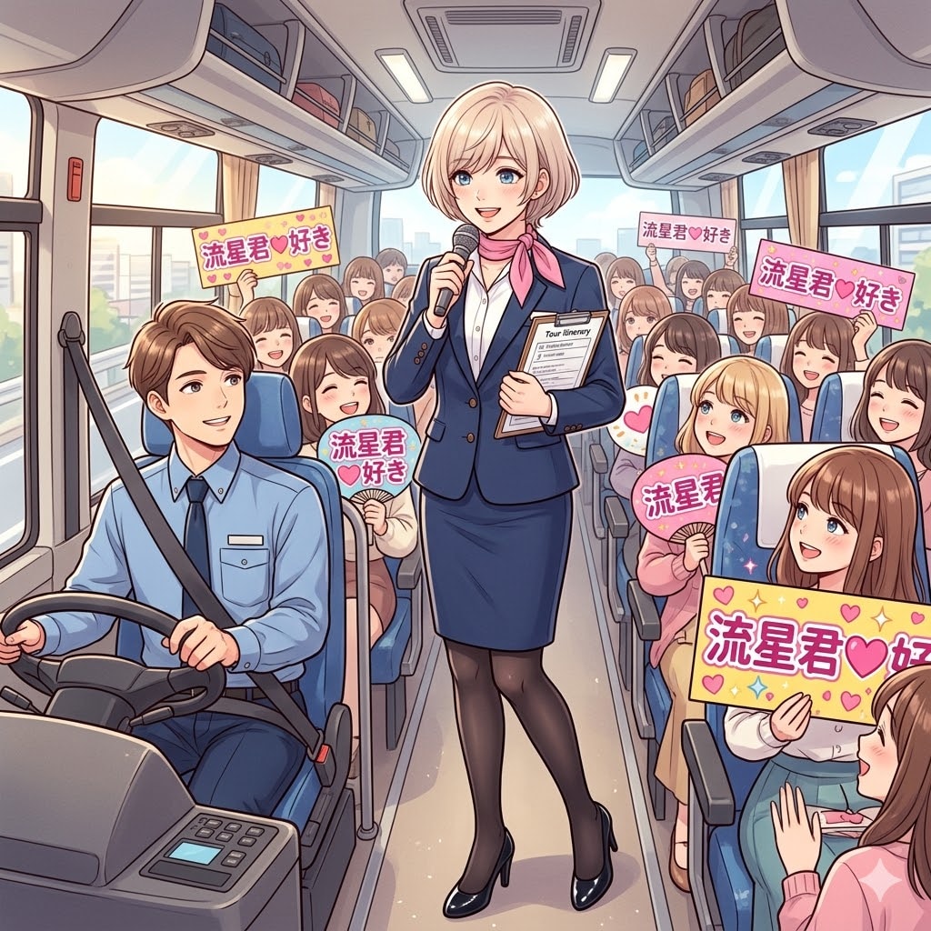 若い男性バスガイド