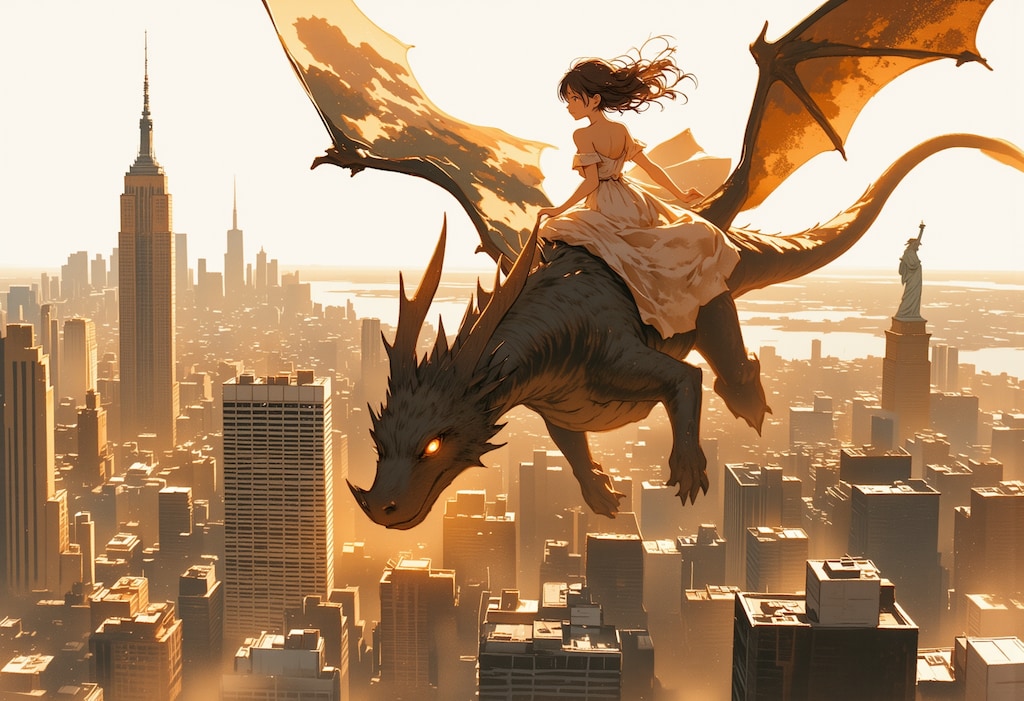 都会の少女とドラゴン