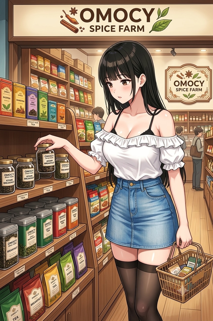 オモシーで買い物するサキちゃん