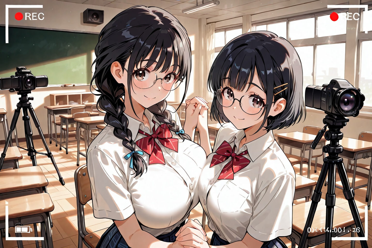 うちの子自己紹介　二代目優美香（自称　三つ編み　）と沙帆(スナオ　短髪　） | の人気AIイラスト・グラビア