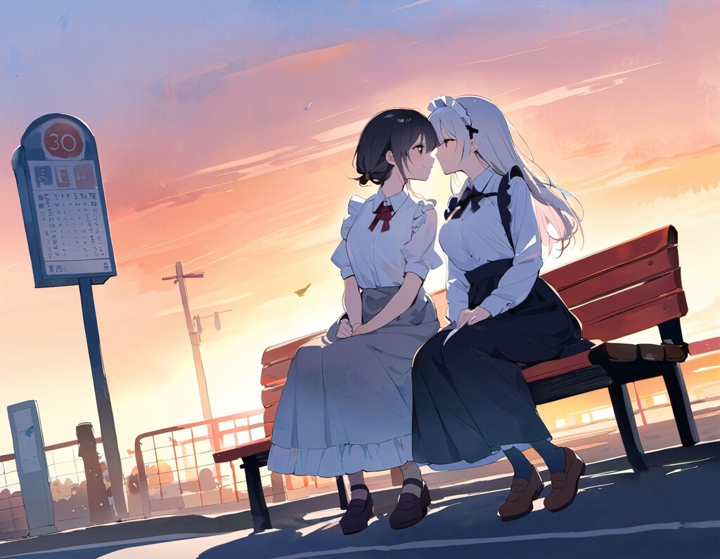 バス停のメイドさん