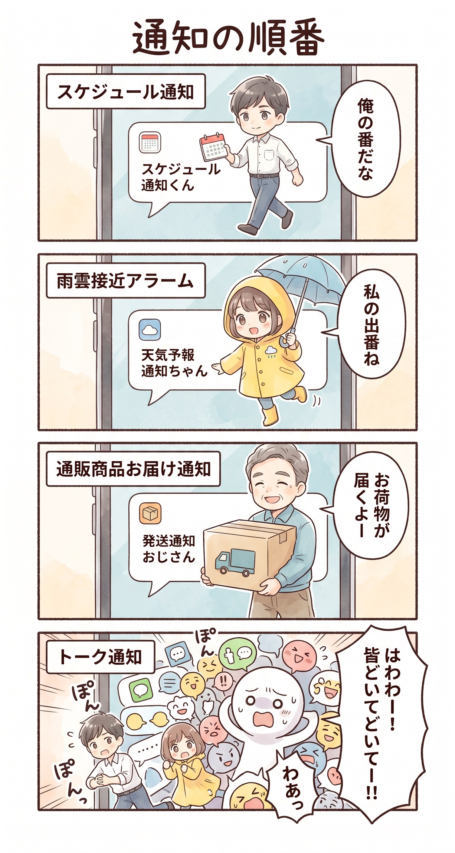 #36 ゆる日常4コマ「通知の順番」