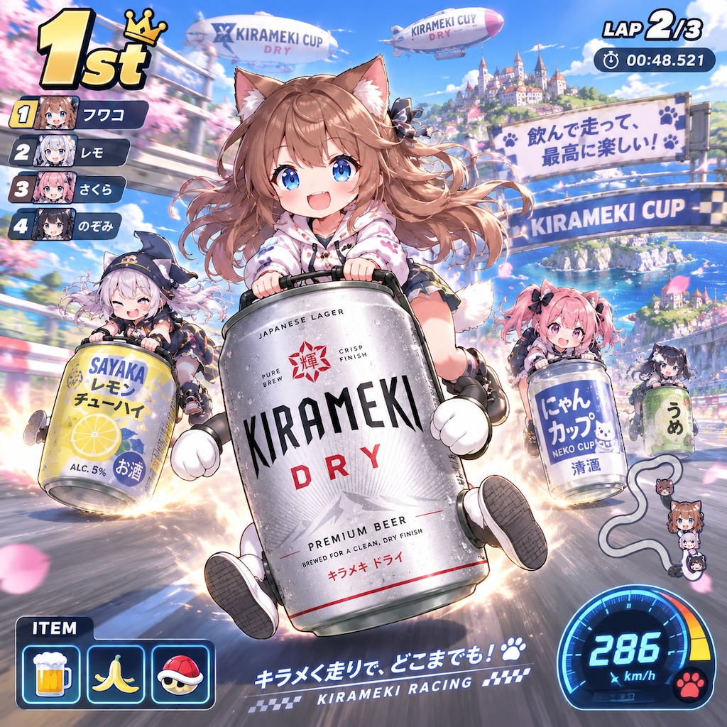 レースゲームの小さな女の子