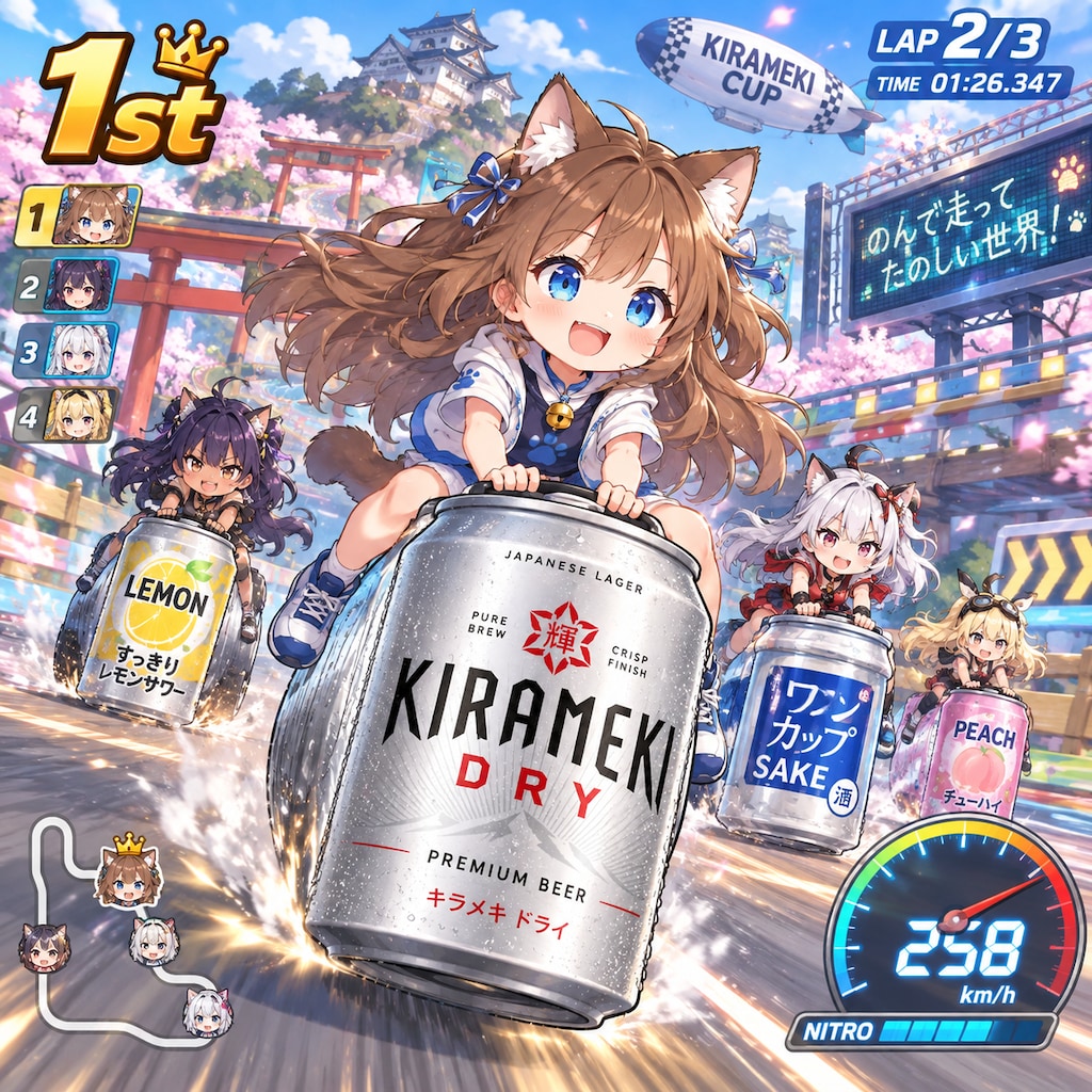 レースゲームの小さな女の子