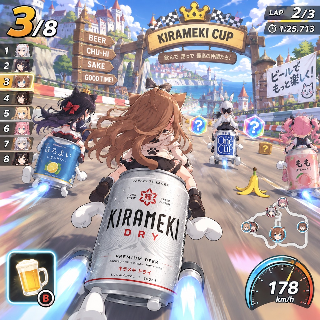 レースゲームの小さな女の子