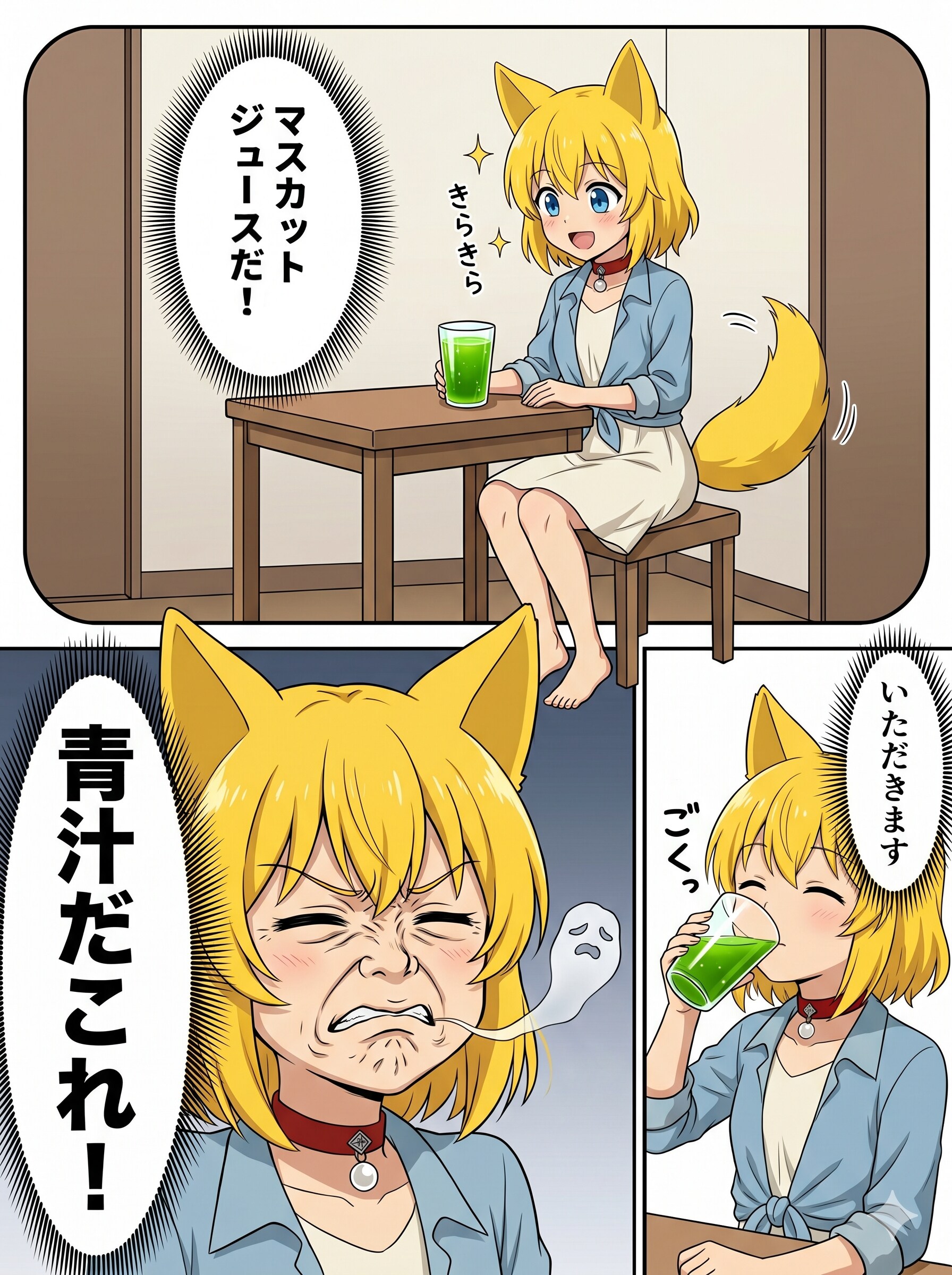 己の正体を隠した飲み物にまんまと騙され苦虫を噛み潰したような顔をするキツネ | の人気AIイラスト・グラビア