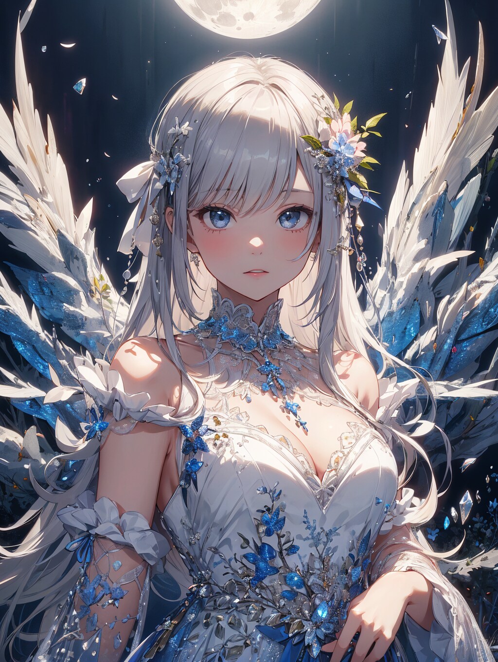 月の下