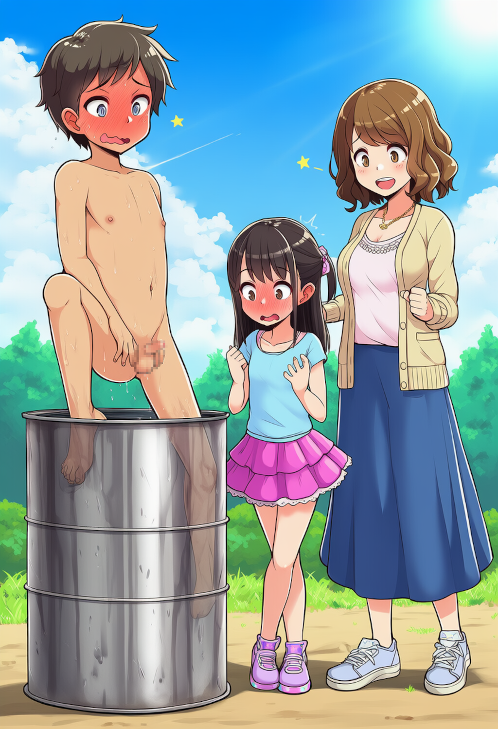 ボーイスカウトのドラム缶風呂に入ったら、よその親子におちんちん見られちゃった