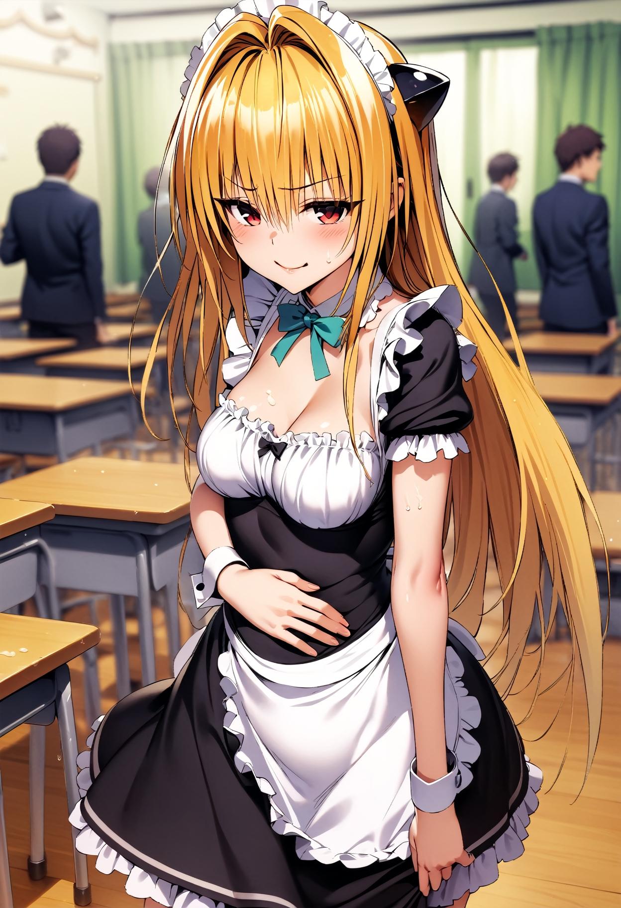 学園祭にてメイドカフェの準備中