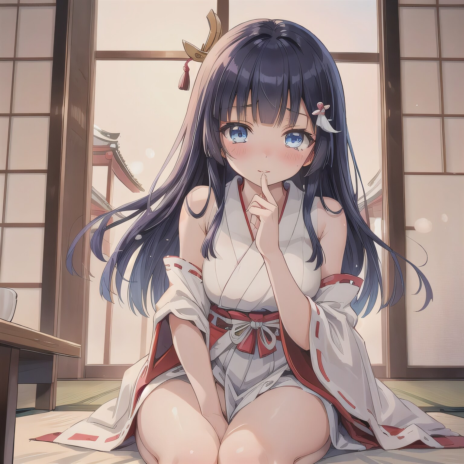 黒髪ロングで巫女服の少女 | の人気AIイラスト・グラビア