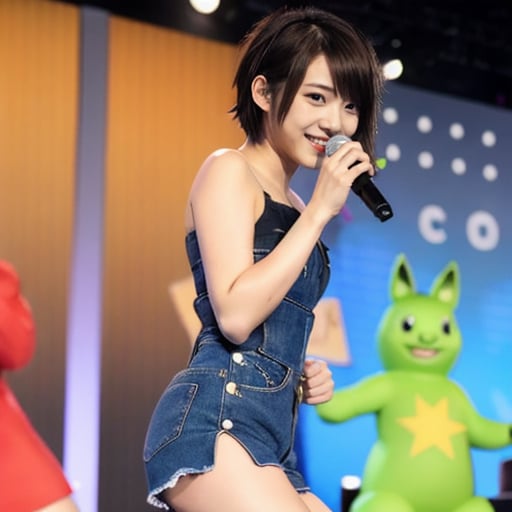 ぶさきゃらの前で歌うW