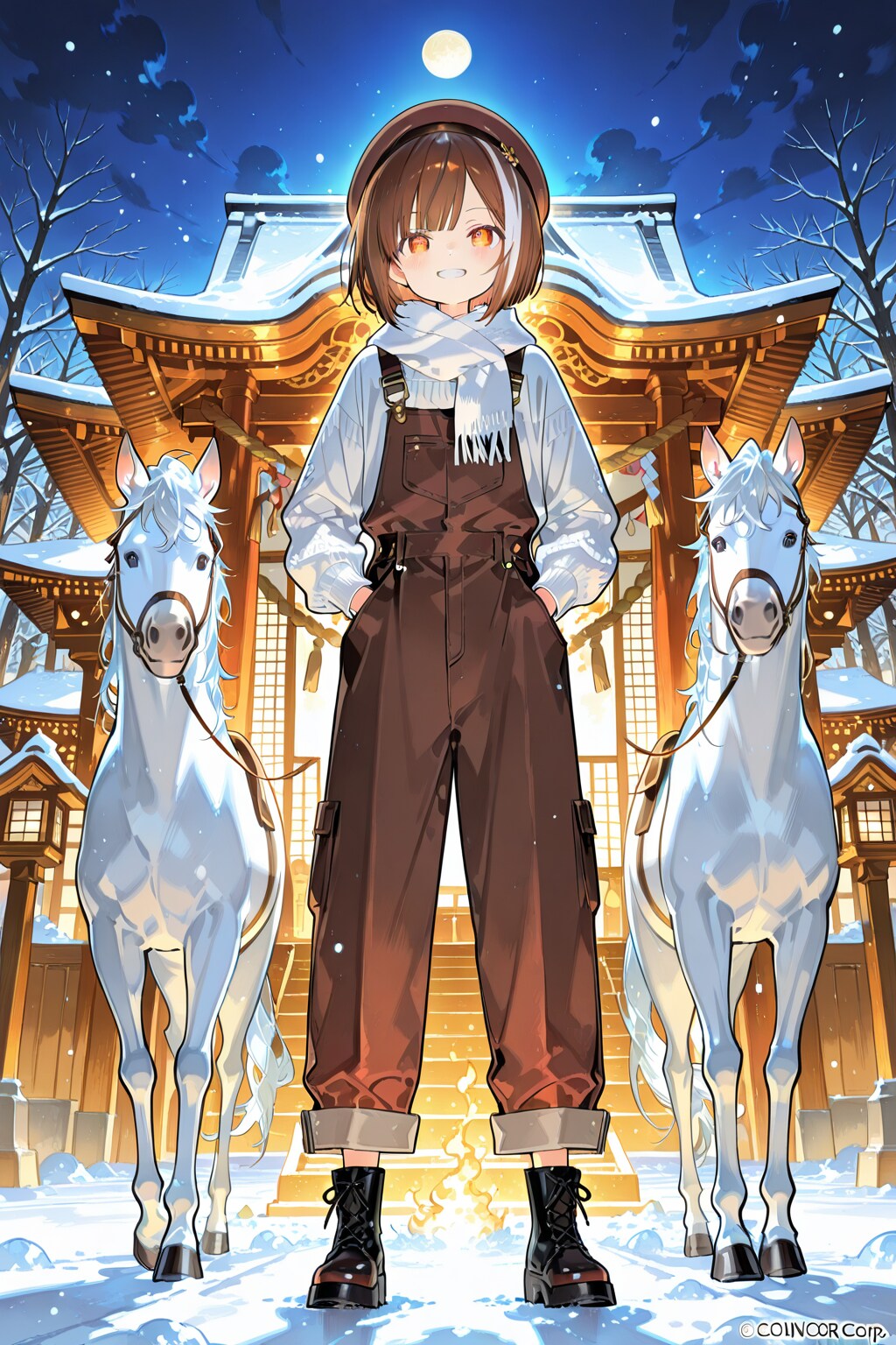神様の使いと輝く社