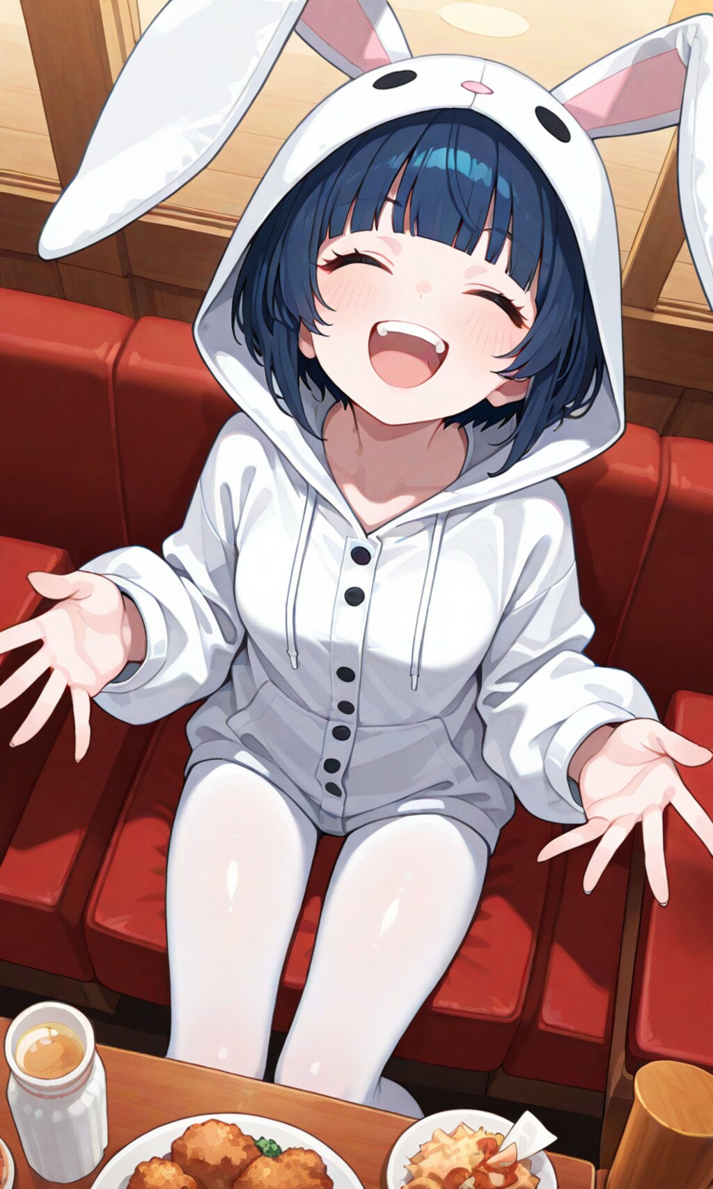 アニキ、ウサギ姿なら唐揚げ食べ放題なんだって🎵