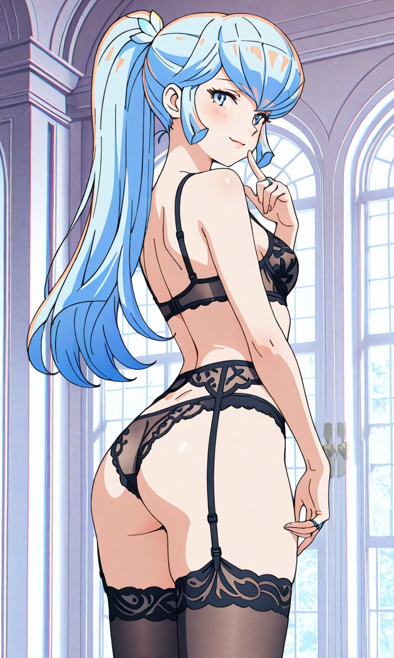 おユキさんの黒下着とガーター