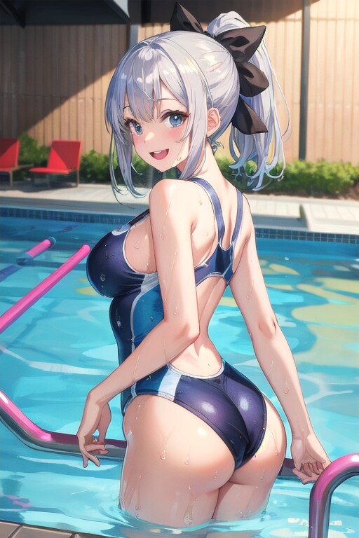 来た来た❤早く泳ごう❤どっちが泳ぐの早いか勝負だ！