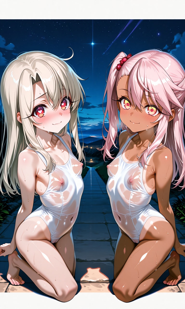 イリヤ　クロエ　透け白スク水