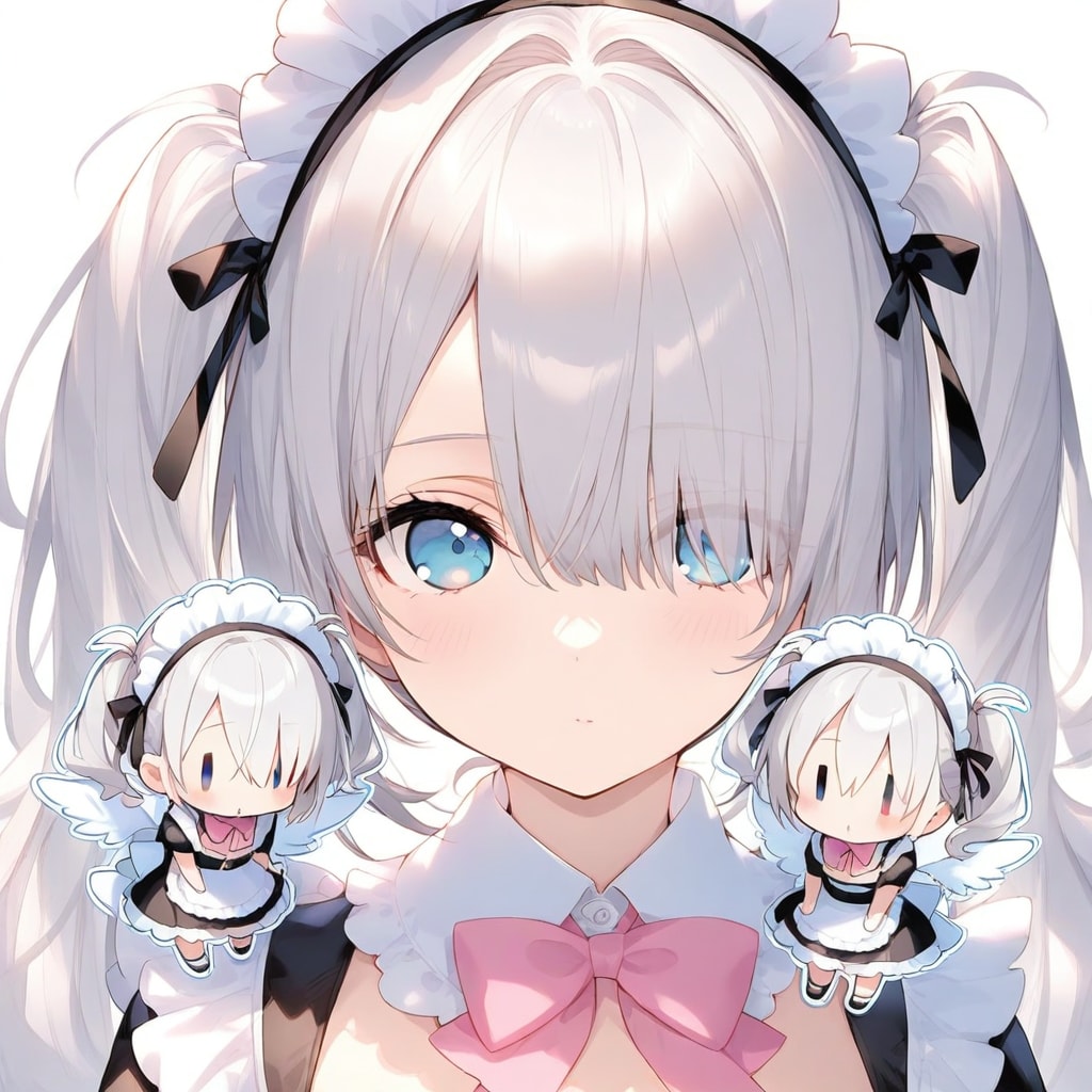 hair over one eyeチビメイドさん