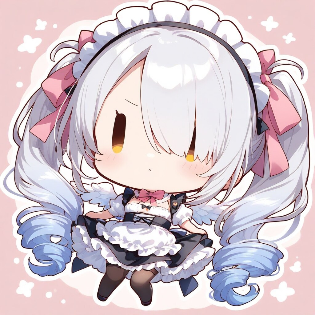 hair over one eyeチビメイドさん