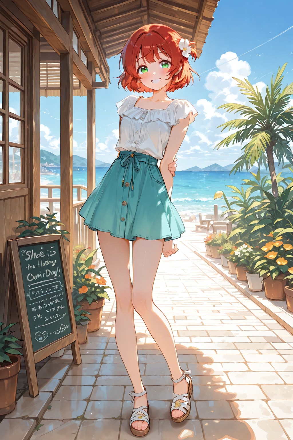 海辺のカフェ | の人気AIイラスト・グラビア