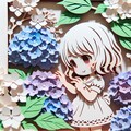 紫陽花の切り絵 2枚目
