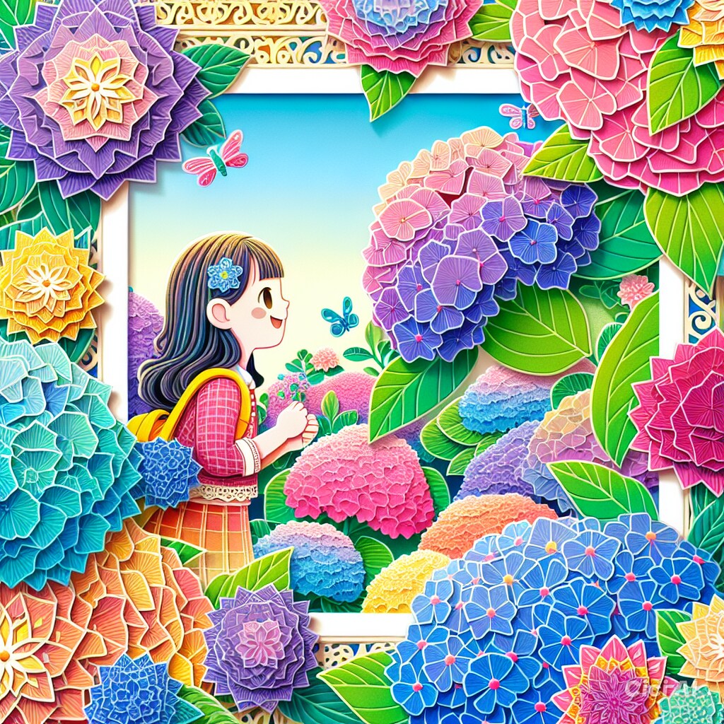 紫陽花の切り絵