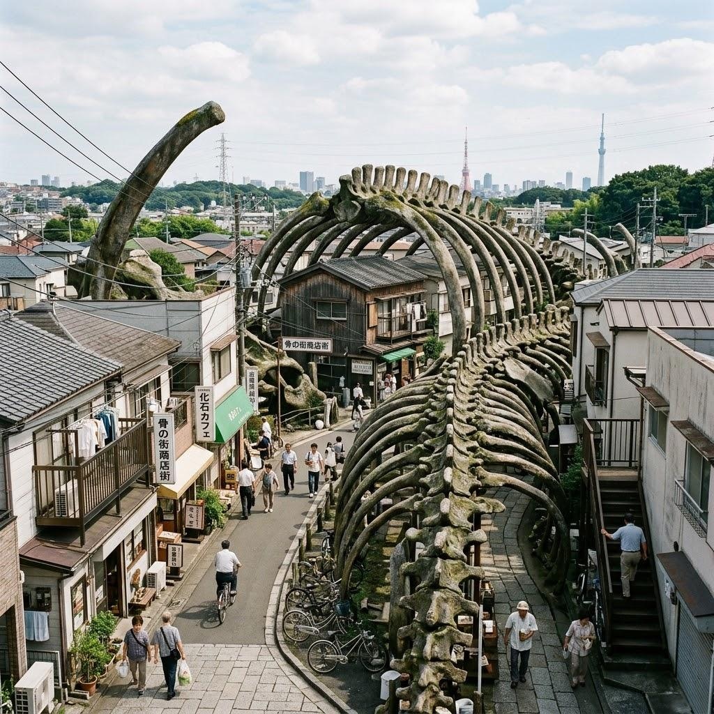 巨大生物の骨を利用した町