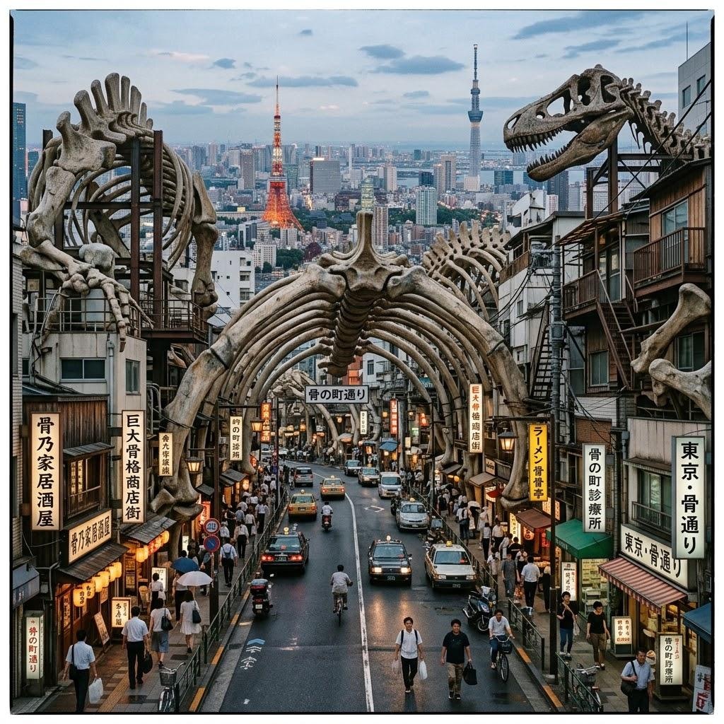巨大生物の骨を利用した町