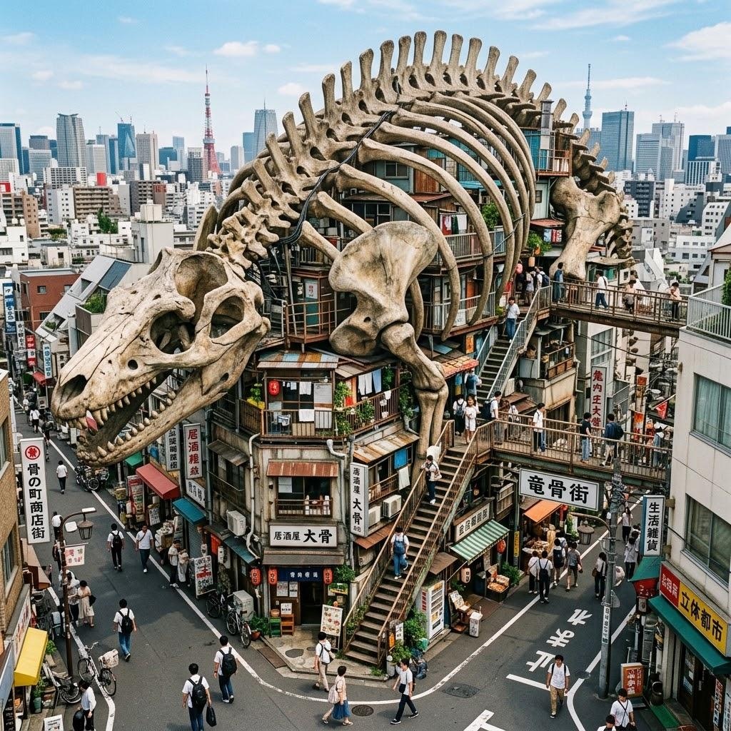 巨大生物の骨を利用した町