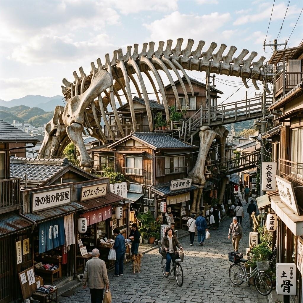 巨大生物の骨を利用した町