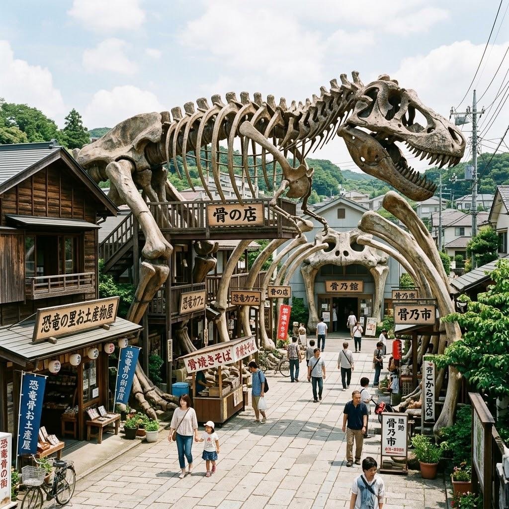 巨大生物の骨を利用した町