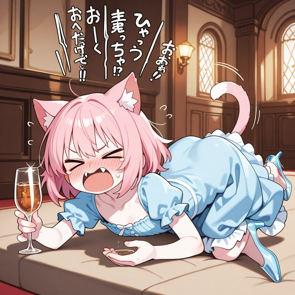 新年会で酔ってコケてしまったニャンデレラ！！