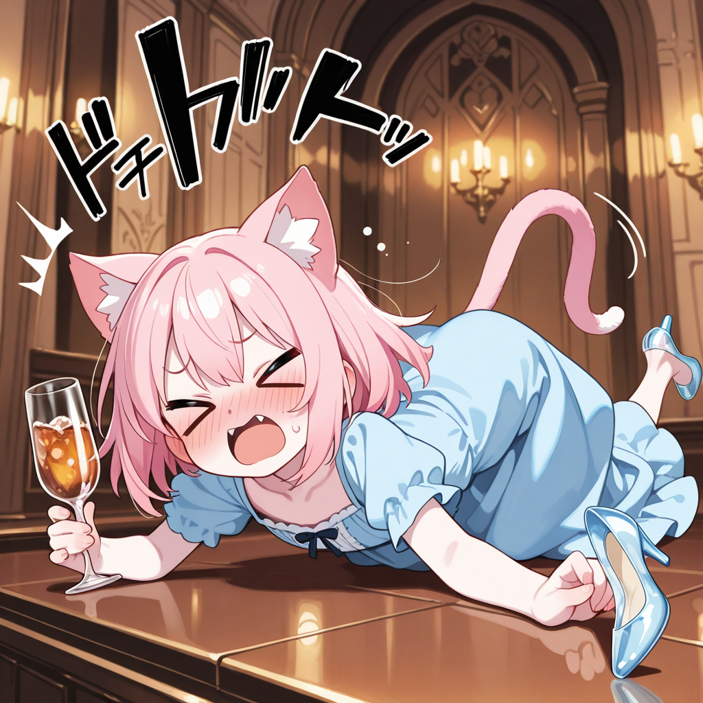 新年会で酔ってコケてしまったニャンデレラ！！ | の人気AIイラスト・グラビア