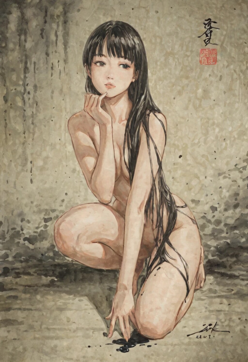 墨のごとき黒髪