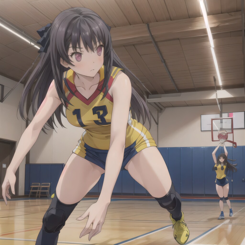 黒髪ロングでユニフォームの少女１９