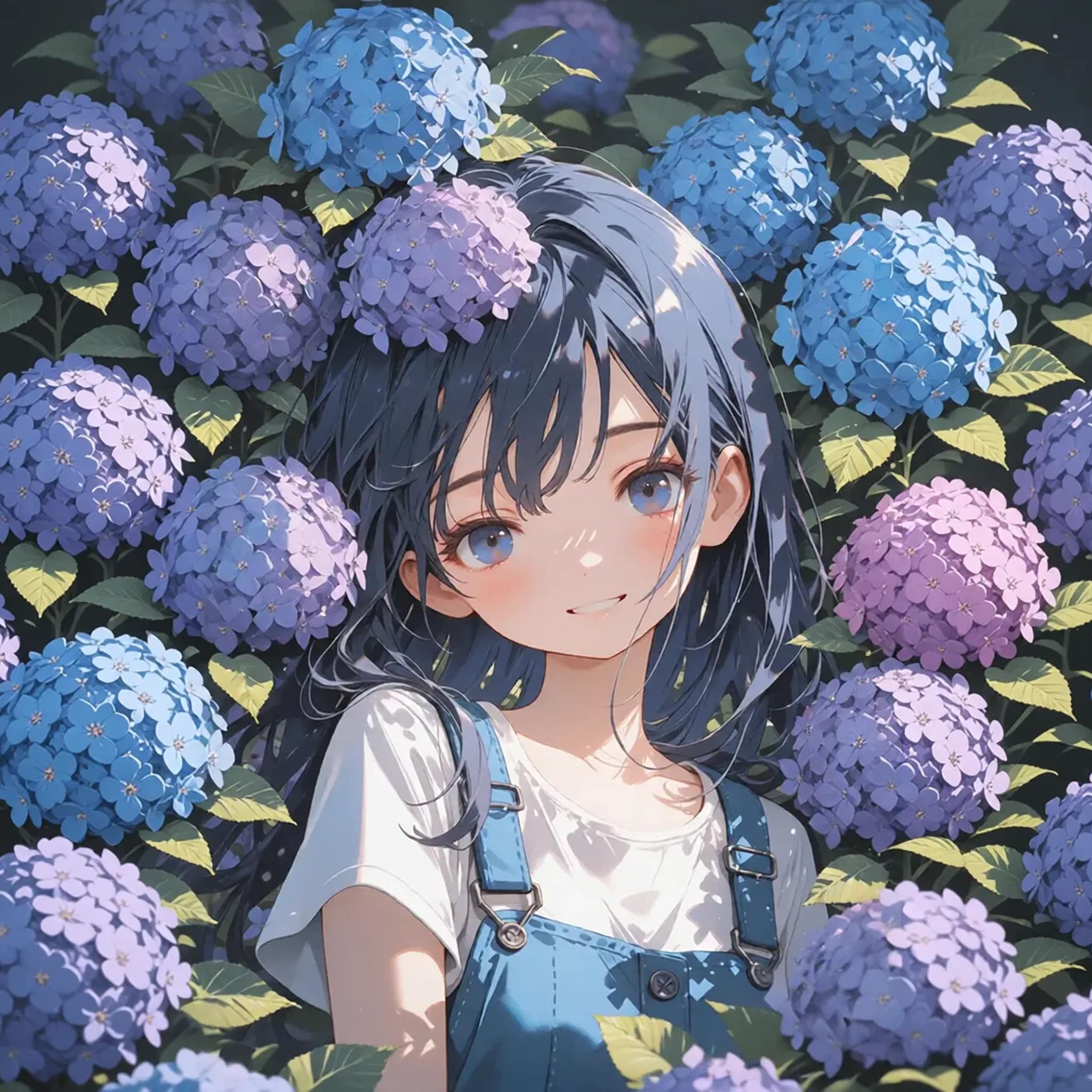 紫陽花に囲まれて | の人気AIイラスト・グラビア