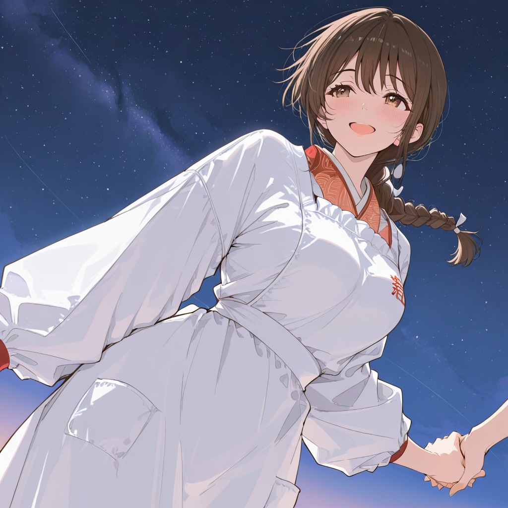 割烹着の妻　夫と星空を見る。 | の人気AIイラスト・グラビア
