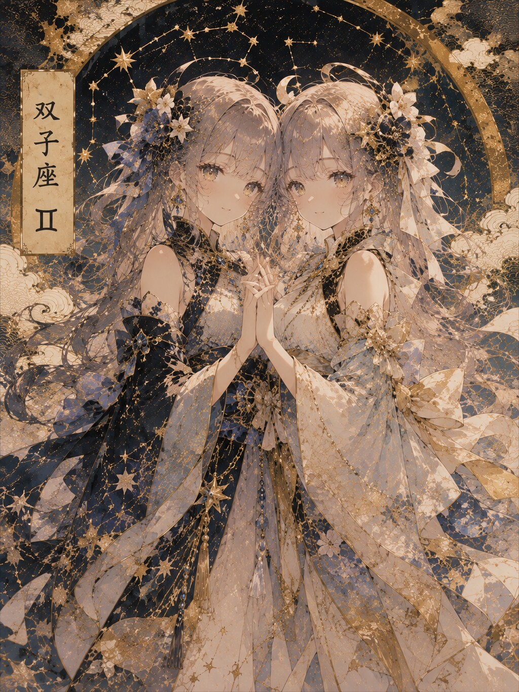 天体装飾に佇む双子の姉妹・No3