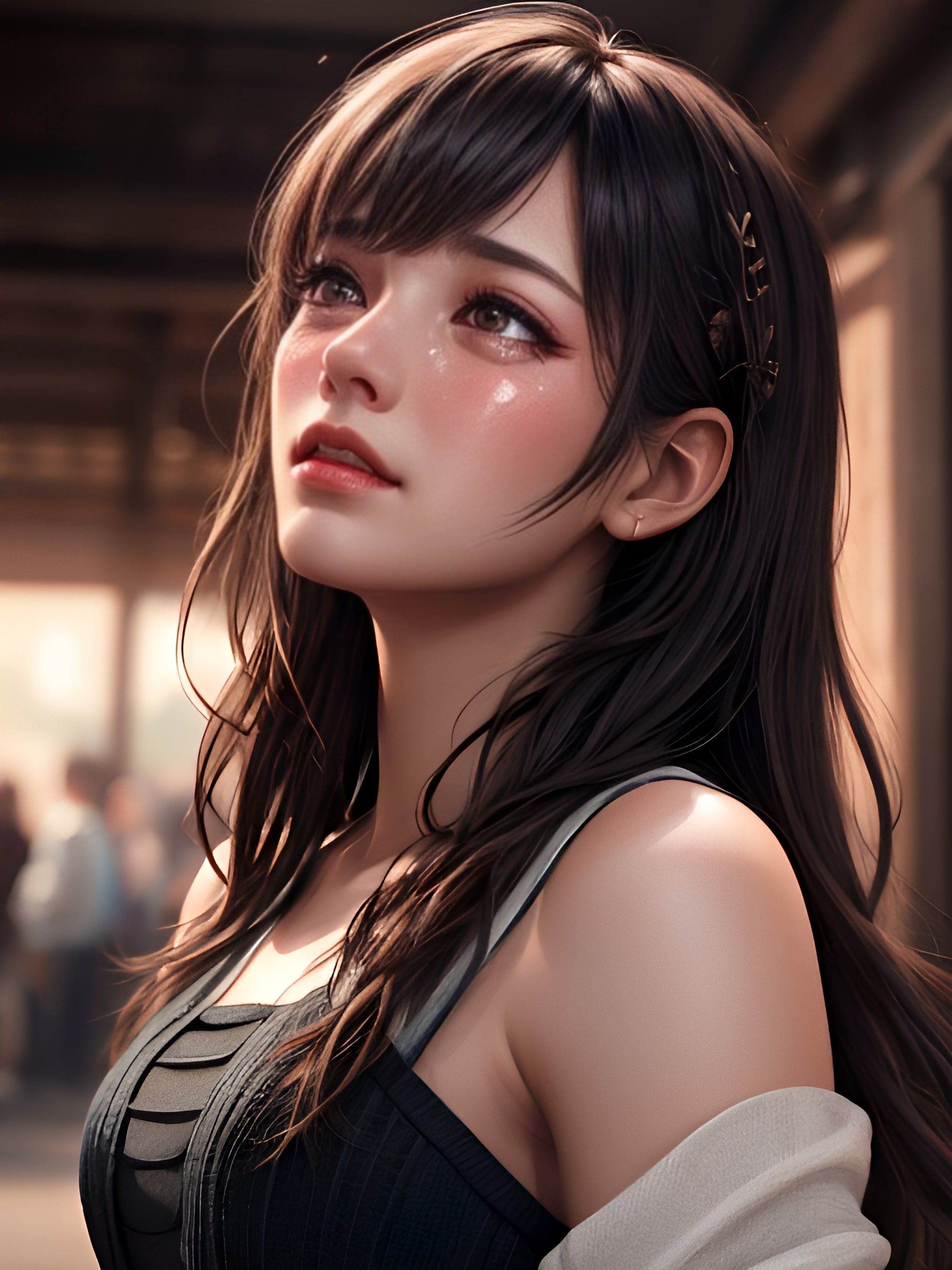 ヒーロー敗北のニュースを見る美女