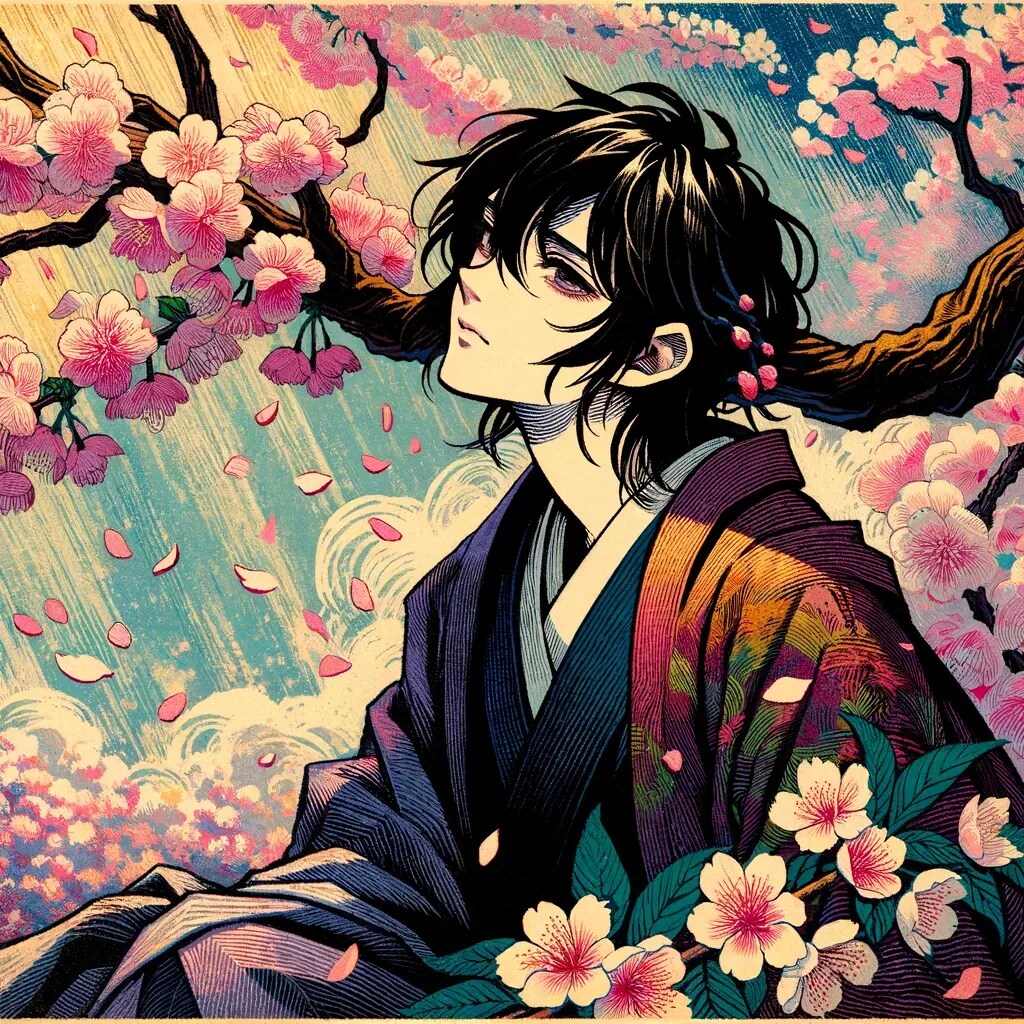 桜の木に寄りかかる　其のニ