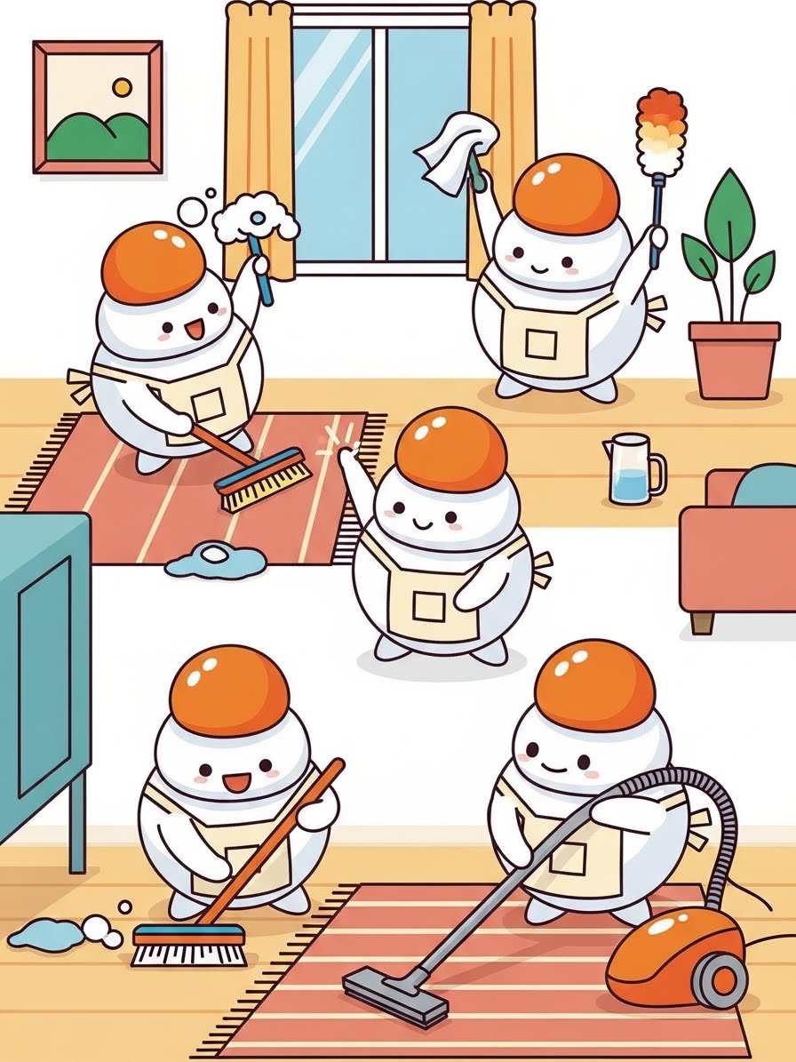 鏡餅の妖精が大掃除をしてくれる | の人気AIイラスト・グラビア