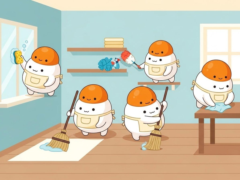 鏡餅の妖精が大掃除をしてくれる